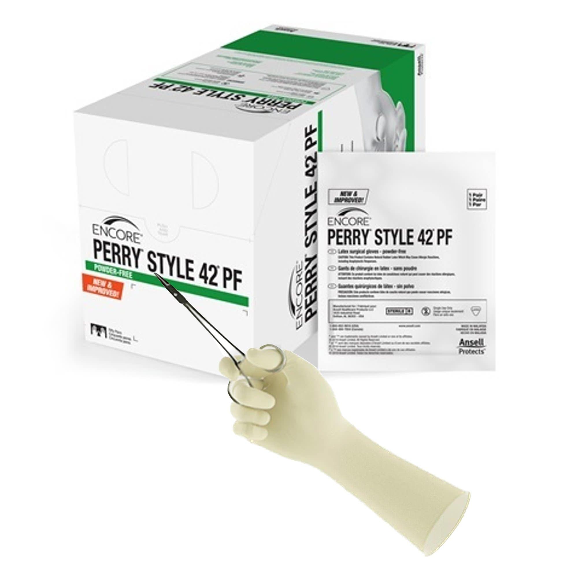 Ansell Encore Perry Style Surgical Gloves, Powder-Free, Latex, Beaded, Size 7 - Box of 100 - Image 1