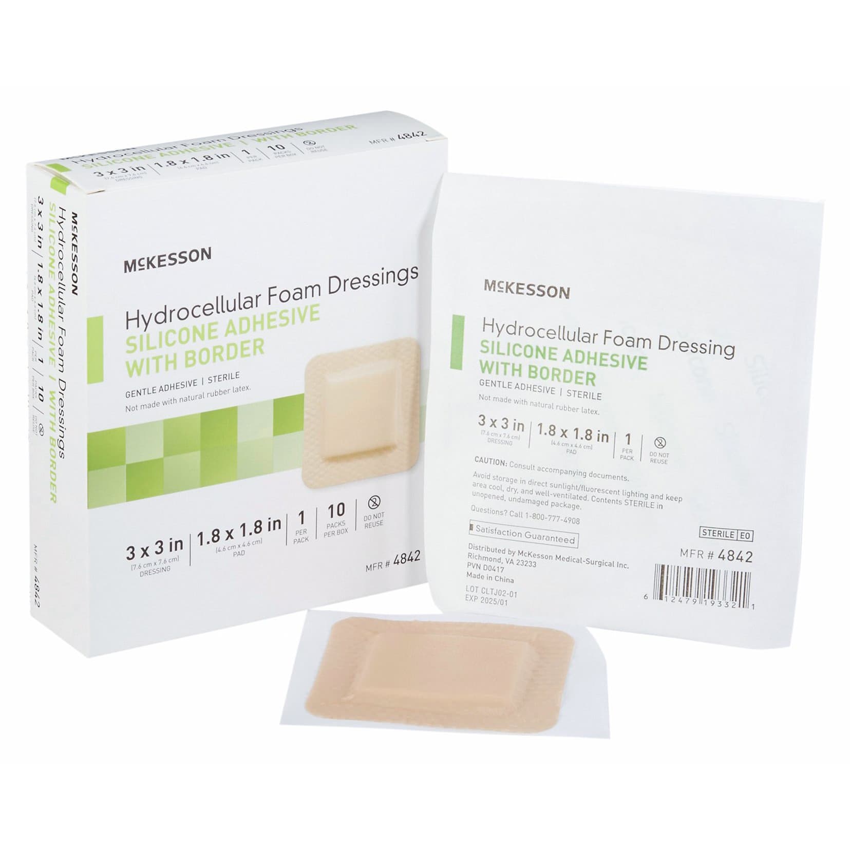 McKesson Silicone Adhesive Foam Dressing, Square, Sterile - Image 1