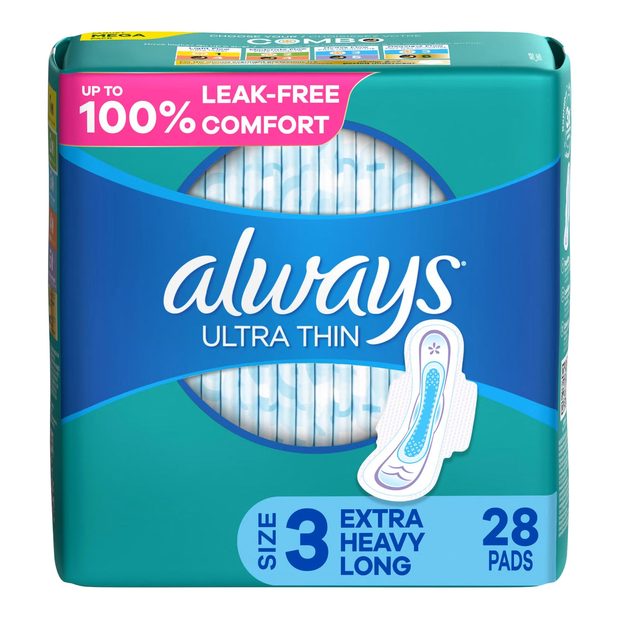 Always Ultra Thin Feminine Pads with Wings, Super Absorbency - Pack of 28 - Image 1