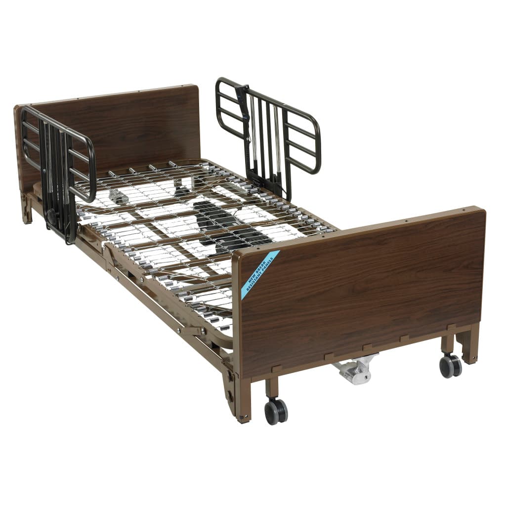 Drive Medical Delta Ultra-Light 1000 Full-Electric Low bed with Half Rails and Innerspring Mattress - Image 1
