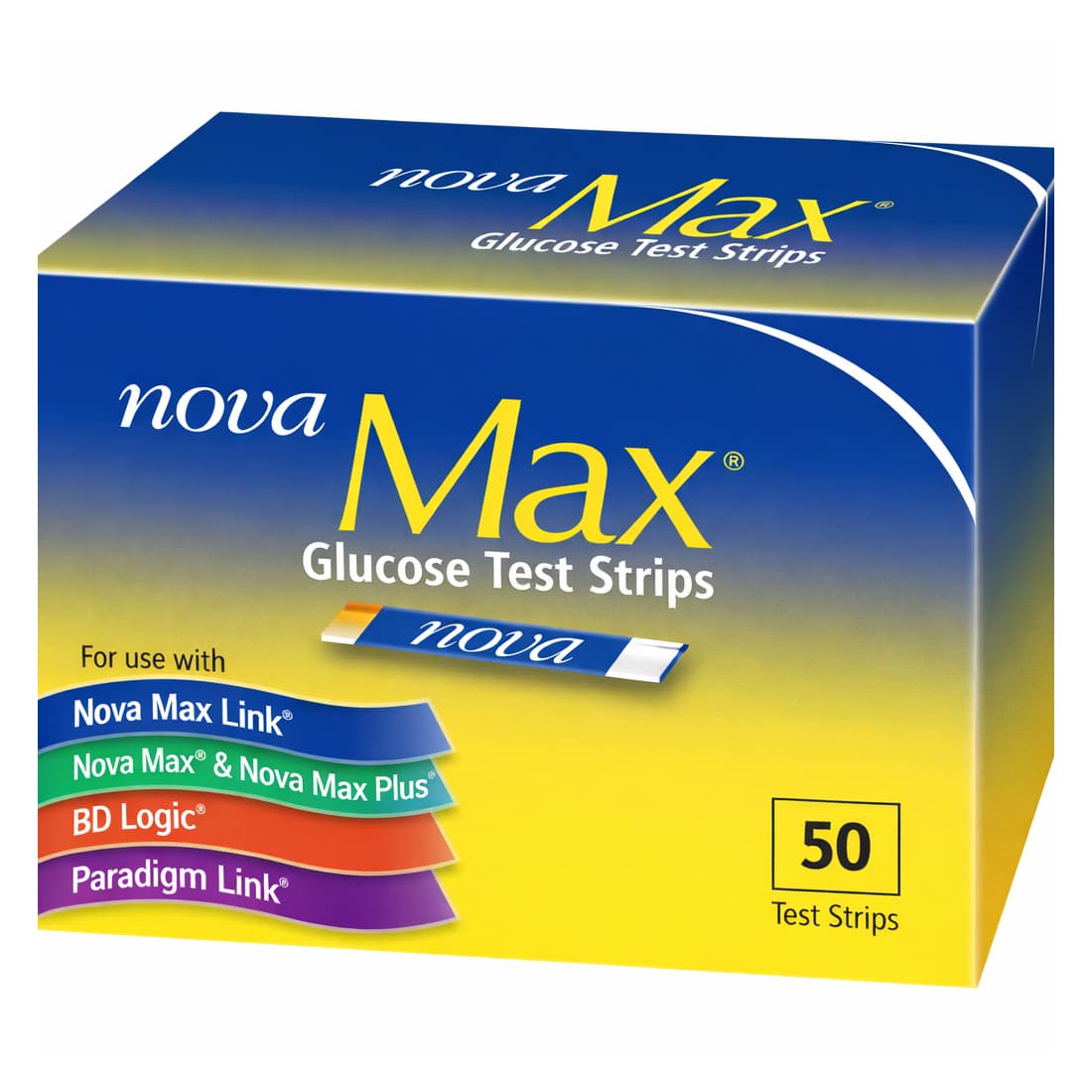 Nova Max Blood Glucose Test Strips - Box of 50 - Image 1
