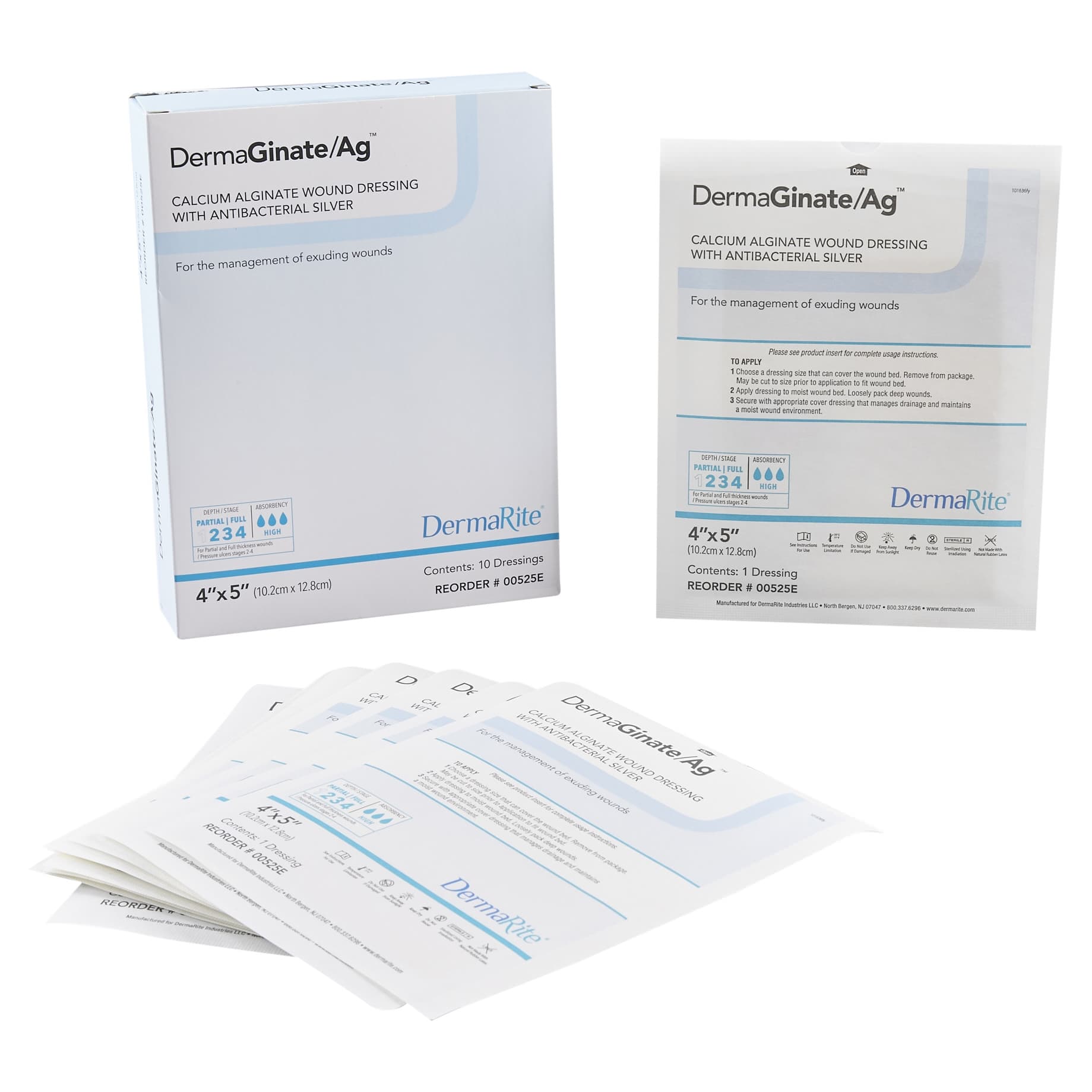 DermaGinate Ag Calcium Alginate Dressing with Antibacterial Silver