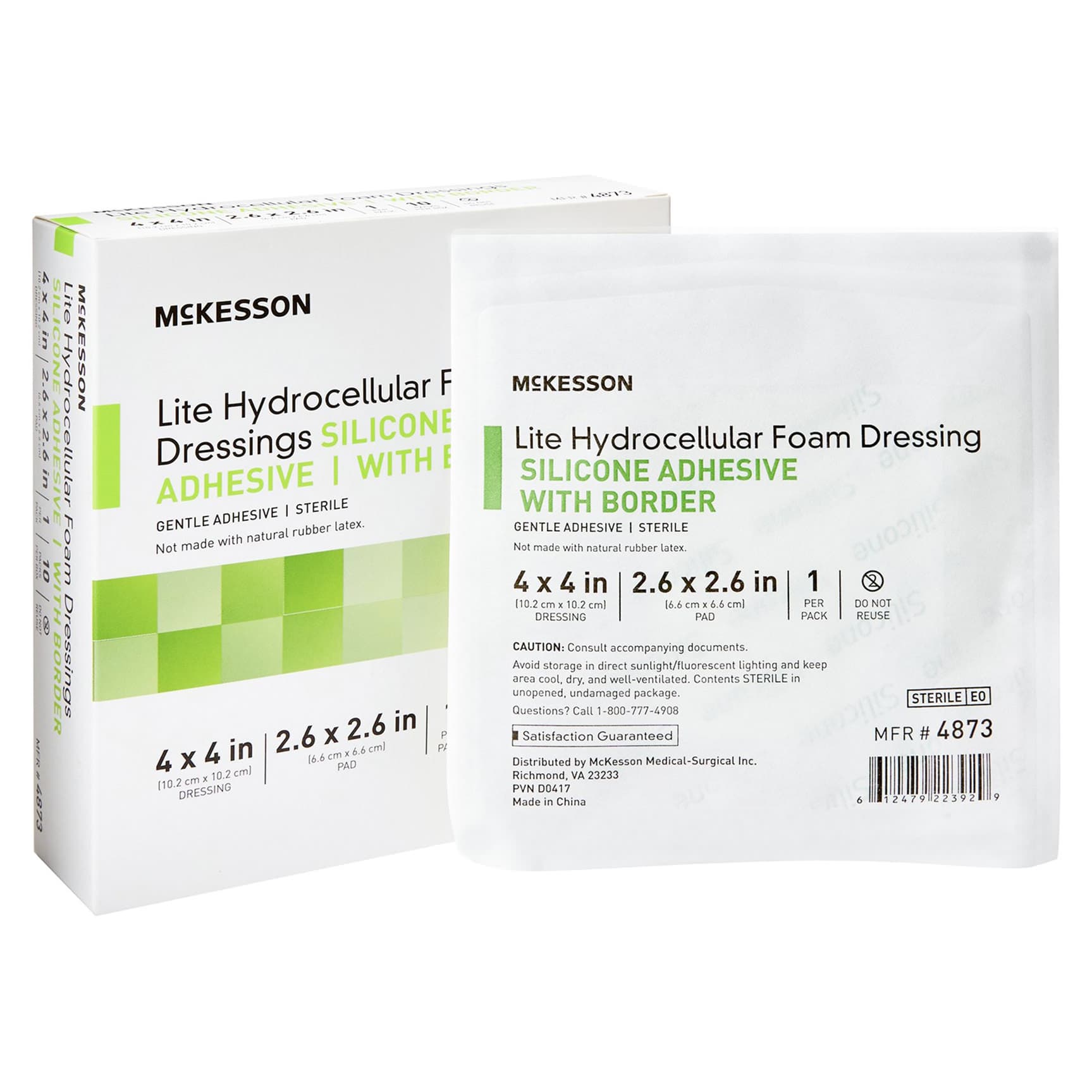 McKesson Lite Thin Silicone Foam Dressing, 4 x 4 Inch, 2-3/5 x 2-3/5 Inch Pad, Silicone Gel - Case of 200 - Image 1