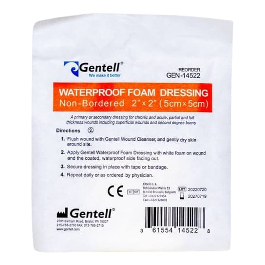 Gentell Waterproof Foam Non-Bordered Dressing, 2 x 2 Inch - Box of 10 - Image 1