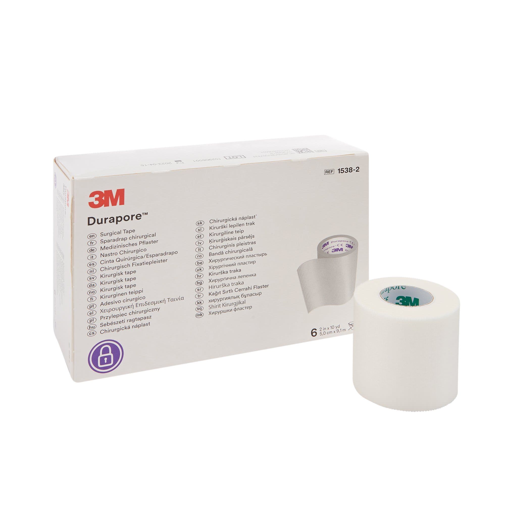 3M Durapore Waterproof Surgical Tape, 2 Inch x 10 Yard - Box of 6 - Image 1