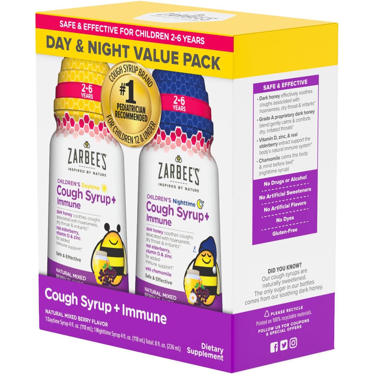 Zarbees Children's Day and Night Cough Syrup + Immune Relief - Case of 12 - Image 2