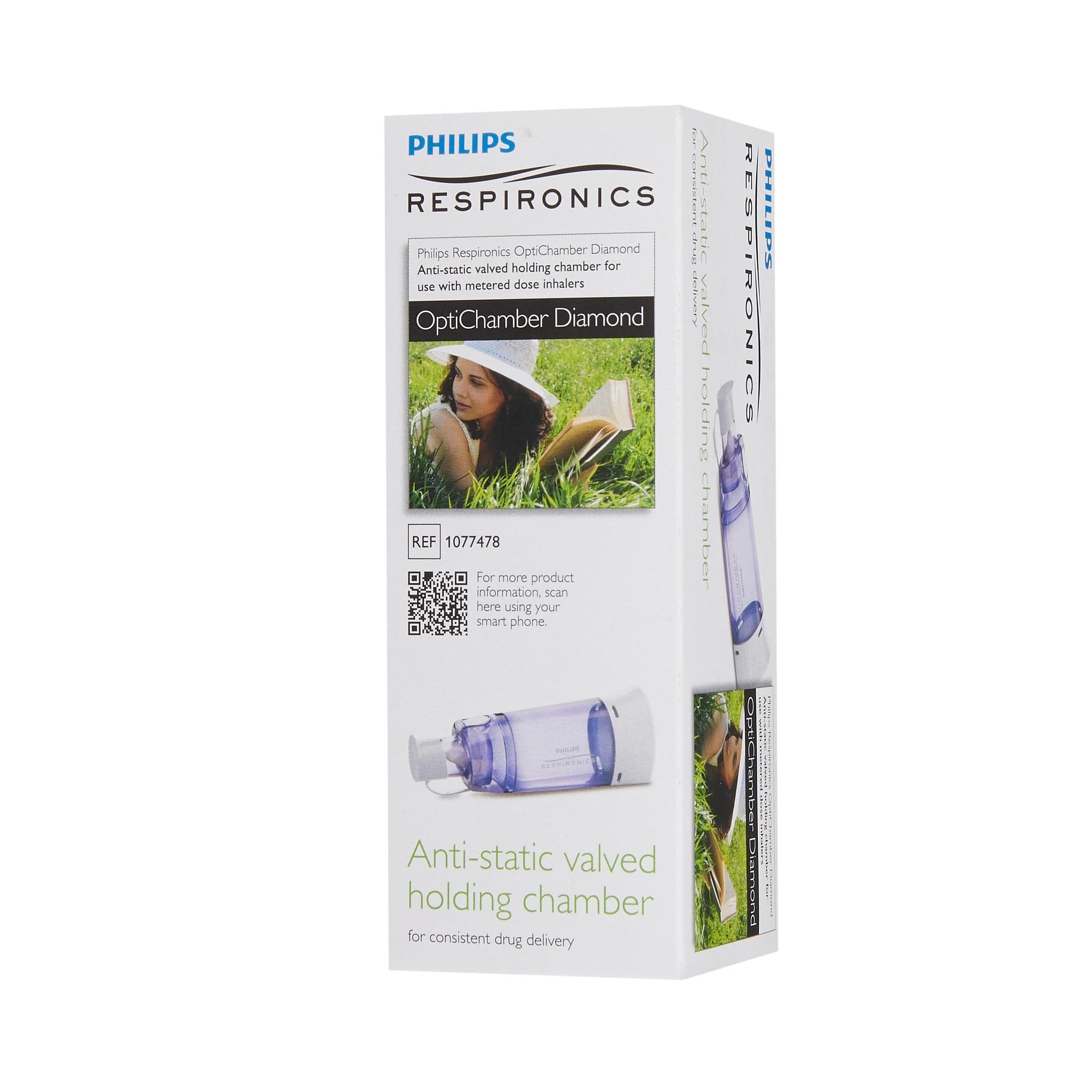 Respironics OptiChamber Diamond Anti-Static Valved Holding Chamber, Pediatric, 140 mL - Each - Image 2