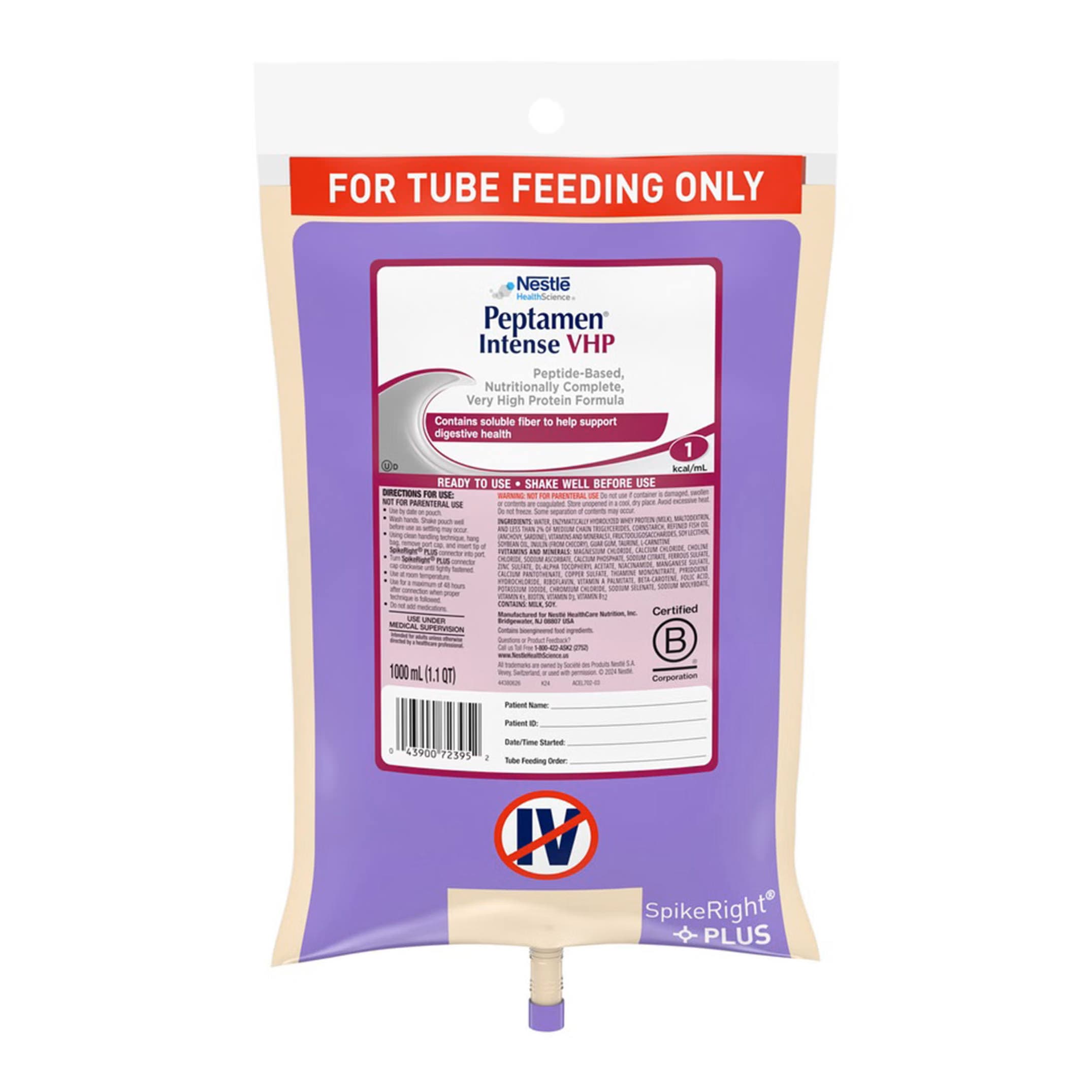Peptamen Intense VHP Ready to Hang Tube Feeding Formula, 33.8 oz - Case of 6 - Image 1