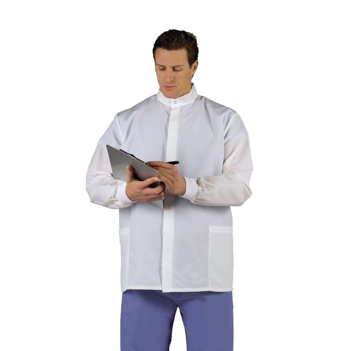 Medline Fluid-Resistant Unisex Short Barrier Lab Coats, Extra Small - Image 1
