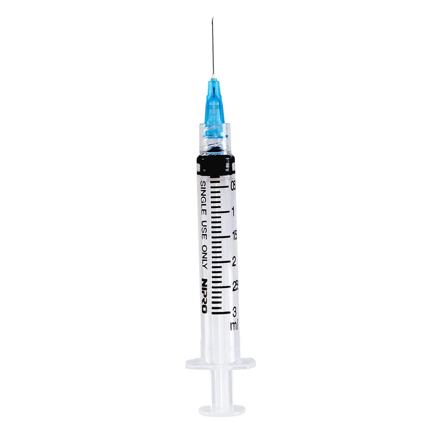 Nipro Standard Hypodermic Syringe with Detachable Needle, 22 Gauge, 1 Inch - Box of 100 - Image 1
