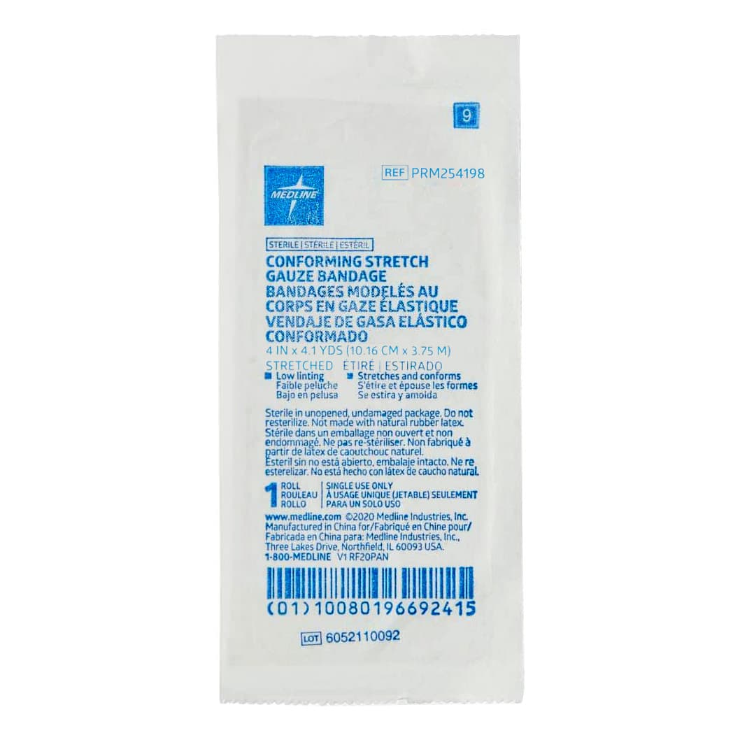 Medline Sterile Conforming Stretch Gauze Bandages, 4 x 4.1 Yard - Image 1