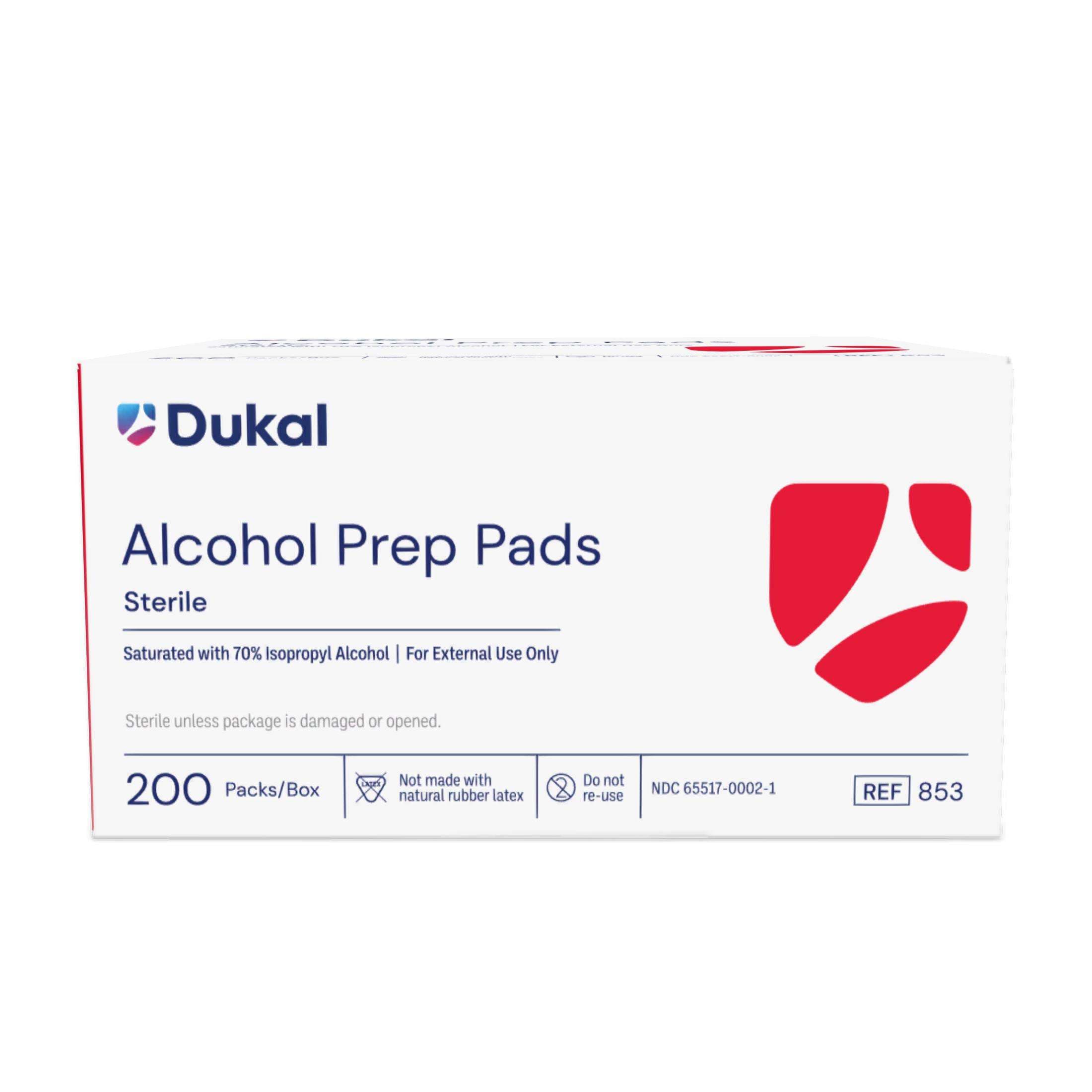 Dukal 2-Ply Alcohol Prep Pad 70% Strength Isopropyl Alcohol, Medium, Sterile - Case of 4000 - Image 1