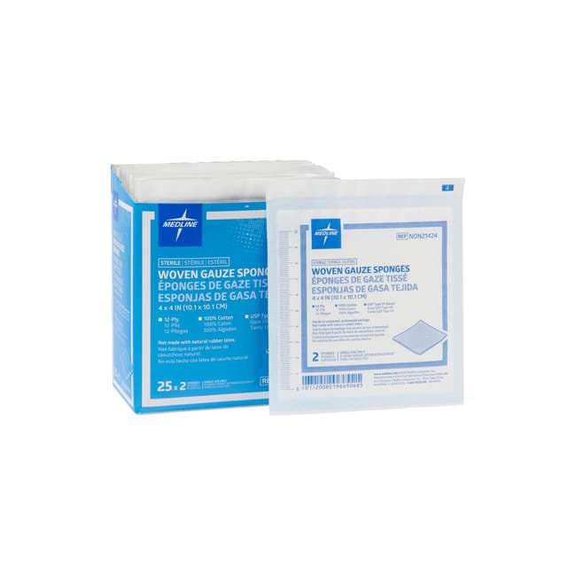 Medline USP Type VII Gauze Sponge White Square Sterile, 4 X 4 Inch, 12-Ply - Package of 2 - Image 1