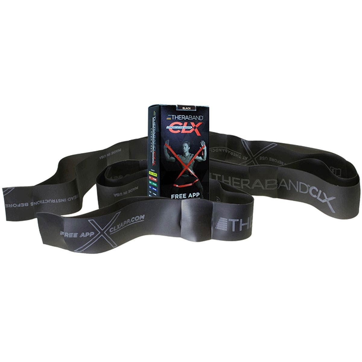 TheraBand CLX Resistance Band with Loops, 5 ft. Individual, Super Heavy Black - Image 1