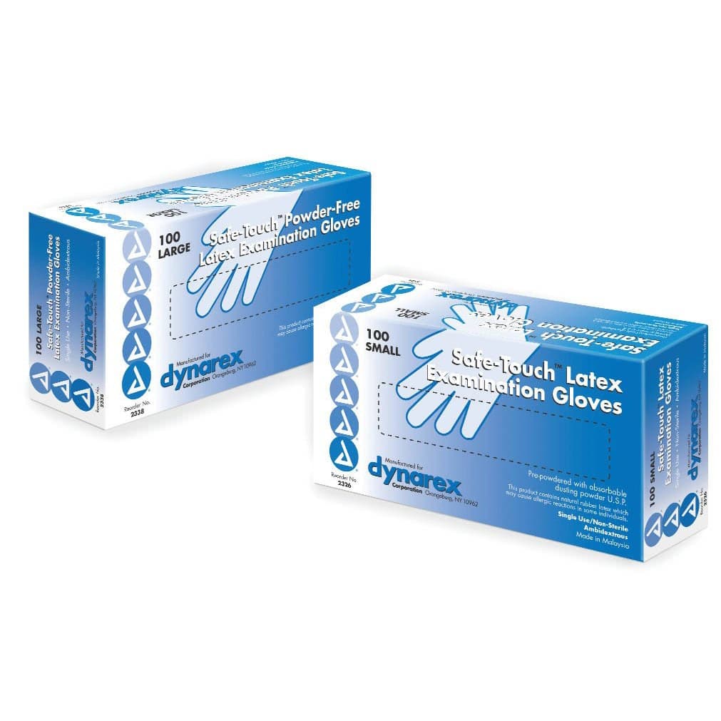 Dynarex Safe-Touch Latex Exam Gloves, Medium - Case of 1000 - Image 1