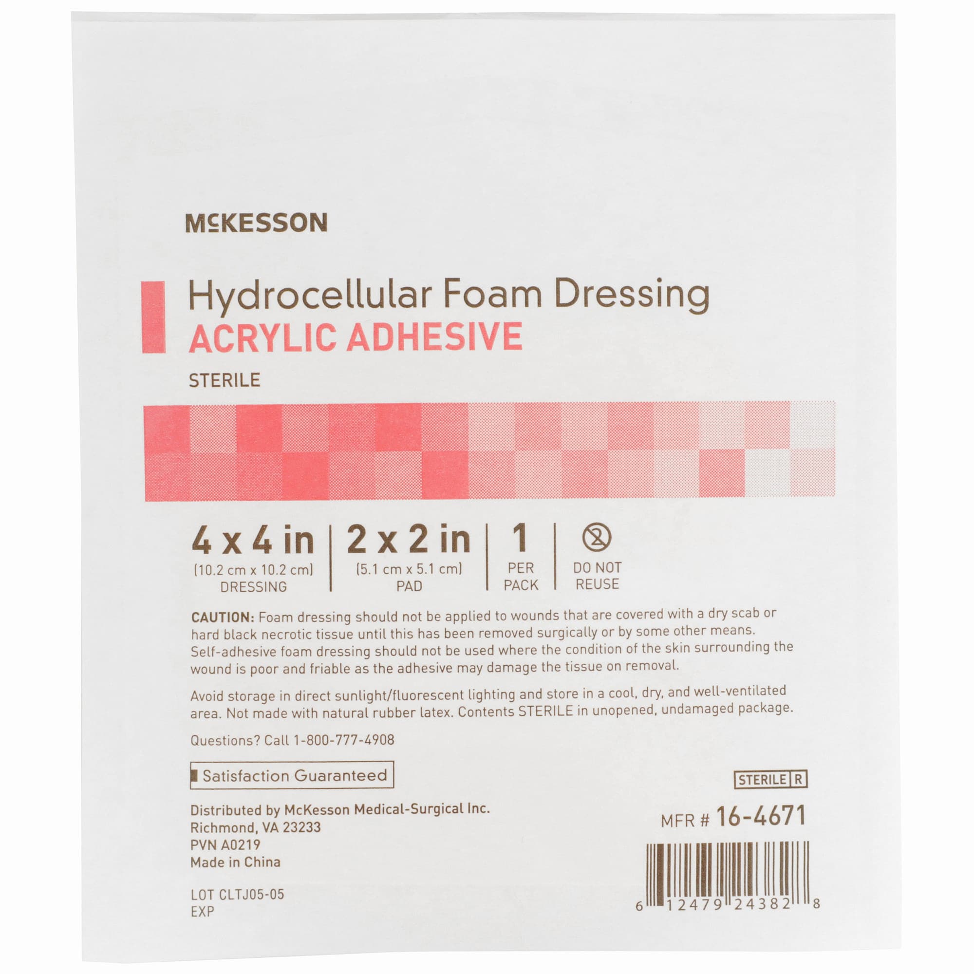 McKesson Foam Dressing Film Backing Tan, 4 X 4 Inch, 2 X 2 Inch Pad, Acrylic Adhesive with Border - Each - Image 1