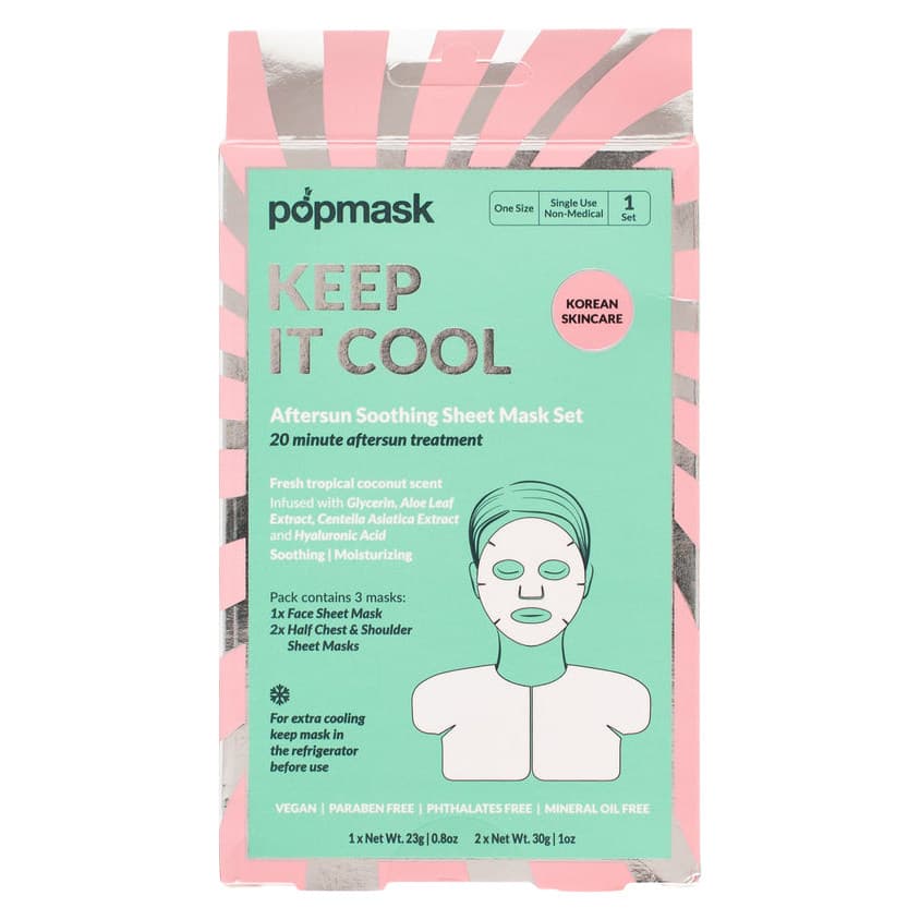 POPBAND Aftersun Face, Chest & Shoulder Sheet Mask (3pc) - Each - Image 1
