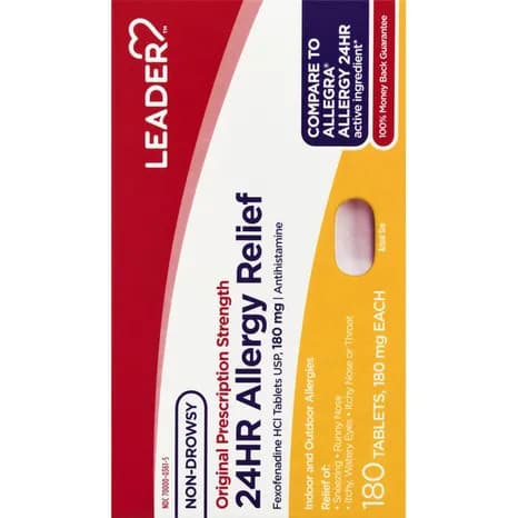 Leader 24 Hour Allergy Relief Tablets, 180mg - 180 Count - Image 4