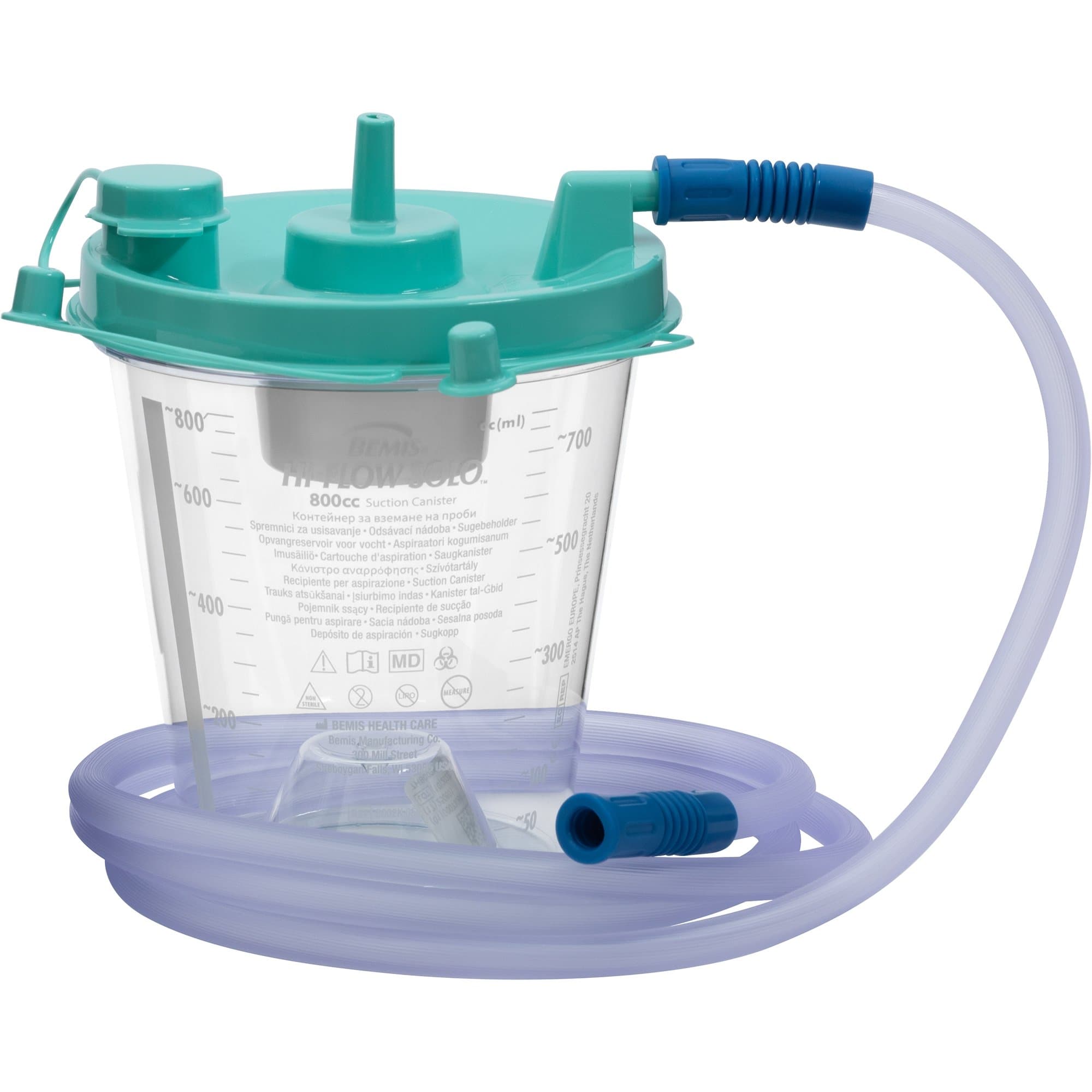 Bemis Healthcare Hi-Flow Rigid Suction Canister with 6 Foot Connector Tubing, 800 mL - Each - Image 1