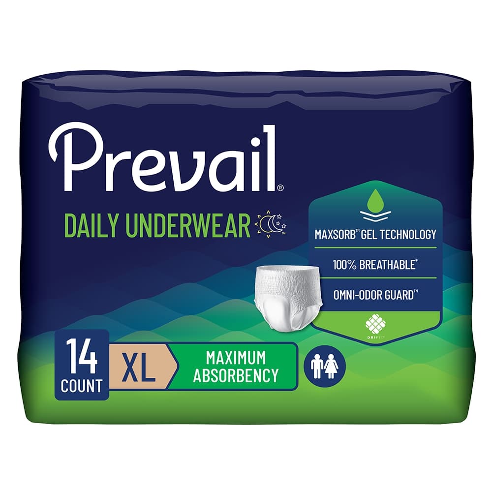 Prevail Maximum Daily Unisex Incontinence Underwear, Extra Large - Package of 14 - Image 1