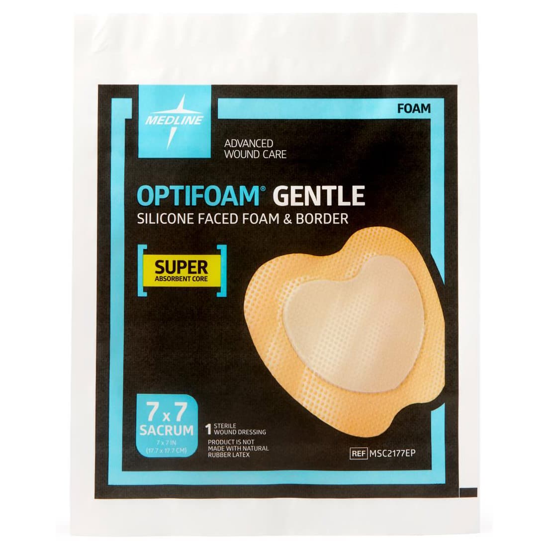 Optifoam Gentle Silicone-Faced Foam Dressing, Sacrum, Sterile, 7 x 7 Inch - Each - Image 1