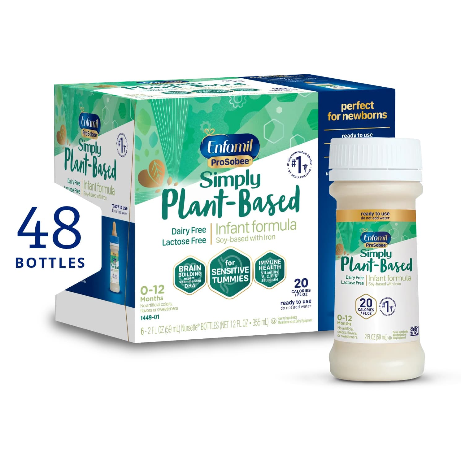 Enfamil ProSobee Ready to Use Soy-Based Infant Formula, Nursette Bottle, 2 oz - Case of 48 - Image 1