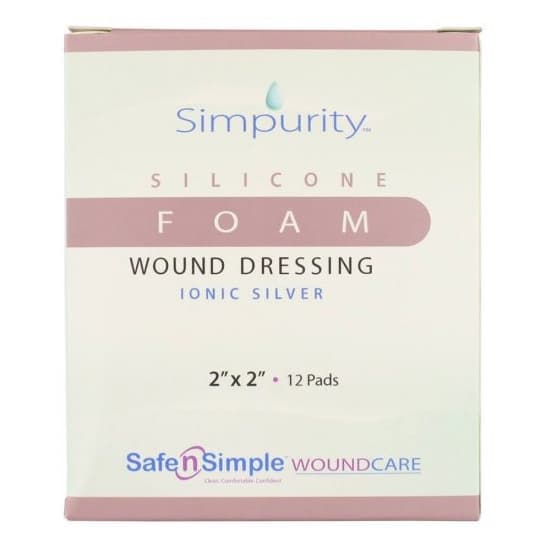 Simpurity Silver Silicone Foam Dressing, 2 x 2 Inch - Case of 192 - Image 1