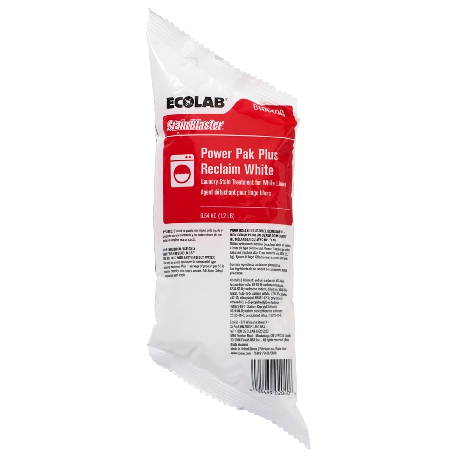 Ecolab StainBlaster Power Pak Reclaim Powder Laundry Stain Remover White 1.2 lbs. - Case of 12 - Image 1