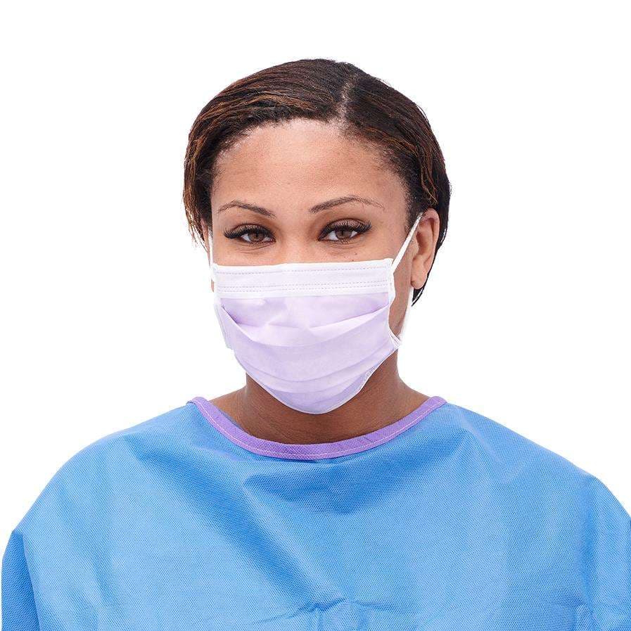 Medline ASTM Level 3 Procedure Masks, Purple - Case of 300 - Image 1