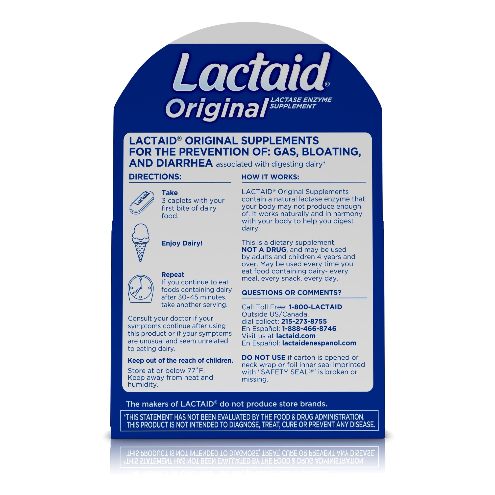 Lactaid Original Lactase Enzyme Dietary Supplement Caplets - Image 2