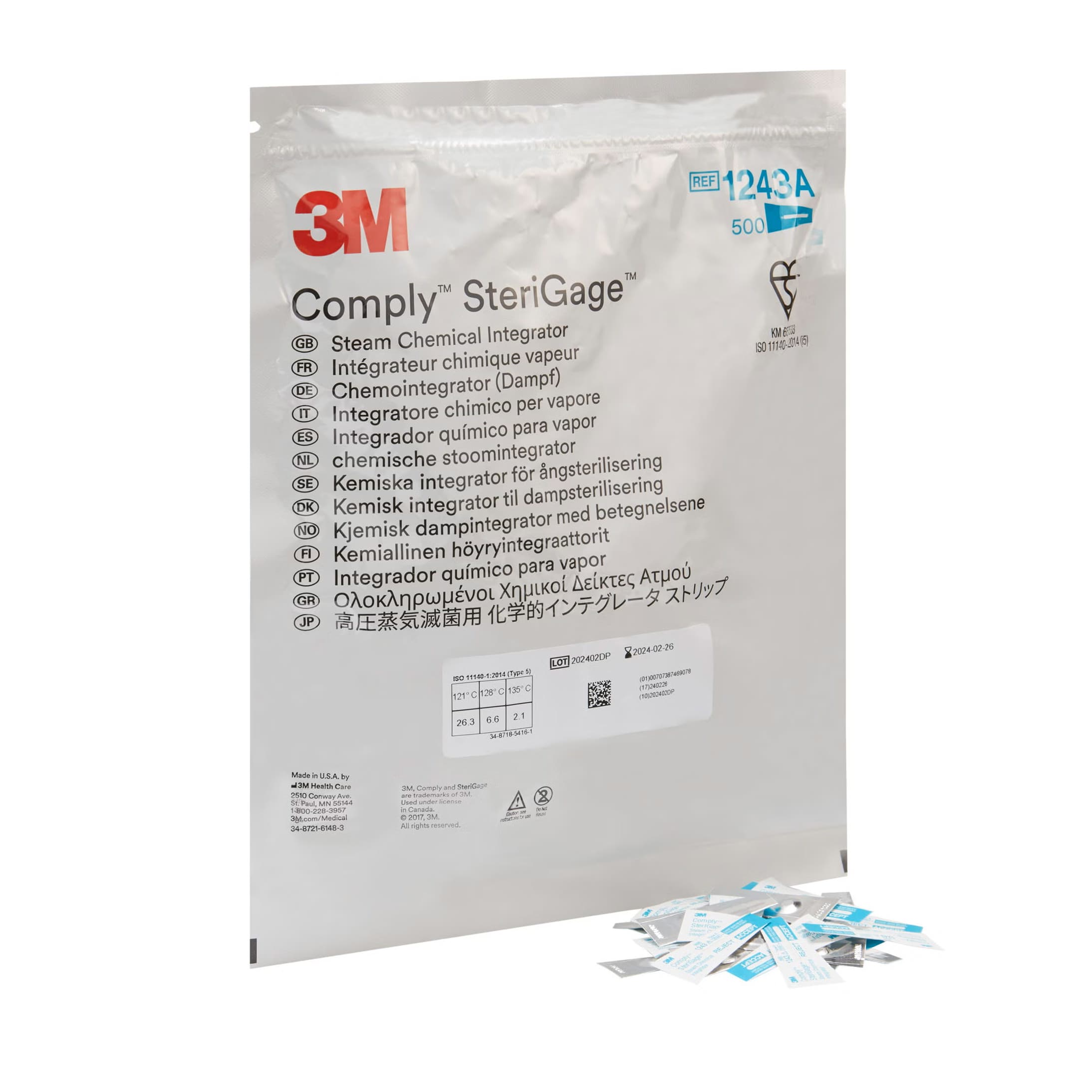 3M Comply SteriGage Steam Chemical Integrator - Bag of 500