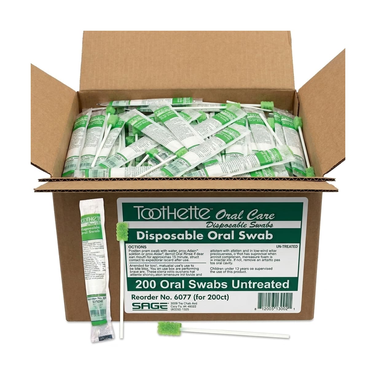 Sage Toothette Plus Single Use Oral Swabs - Box of 200 - Image 1