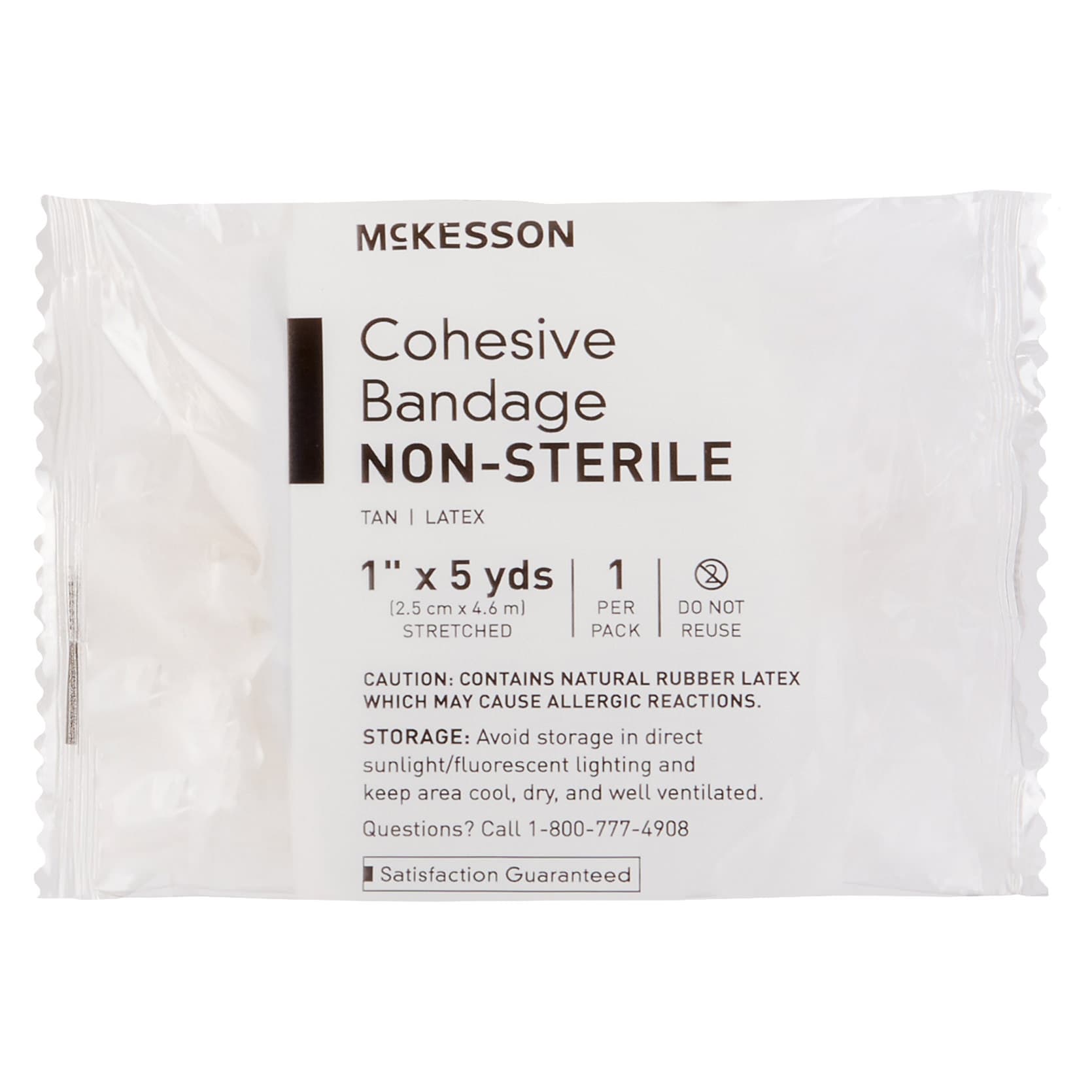 McKesson Elastic Cohesive Compression Bandage, 1 Inch x 5 Yard, Tan - Image 1