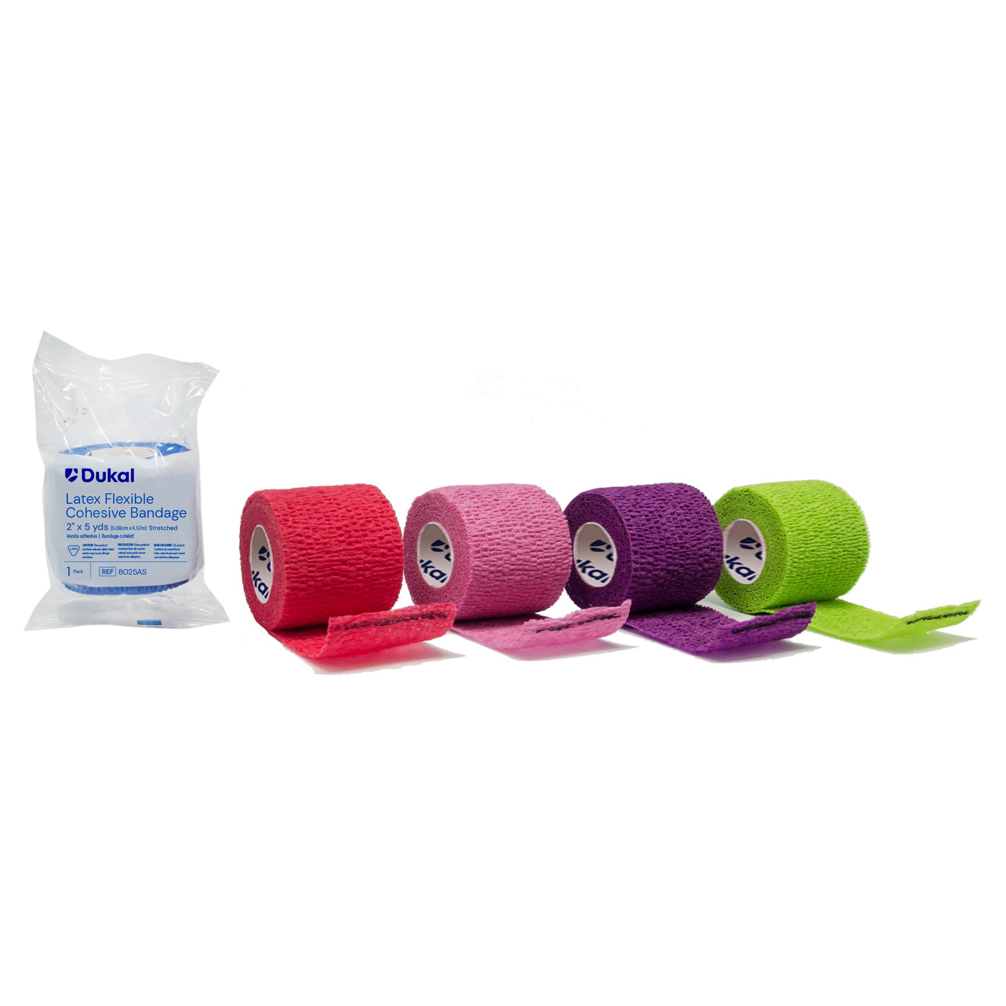 Dukal Elastic Cohesive Bandage, Assorted Colors, 2 Inch x 5 Yard - Box of 36 - Image 1