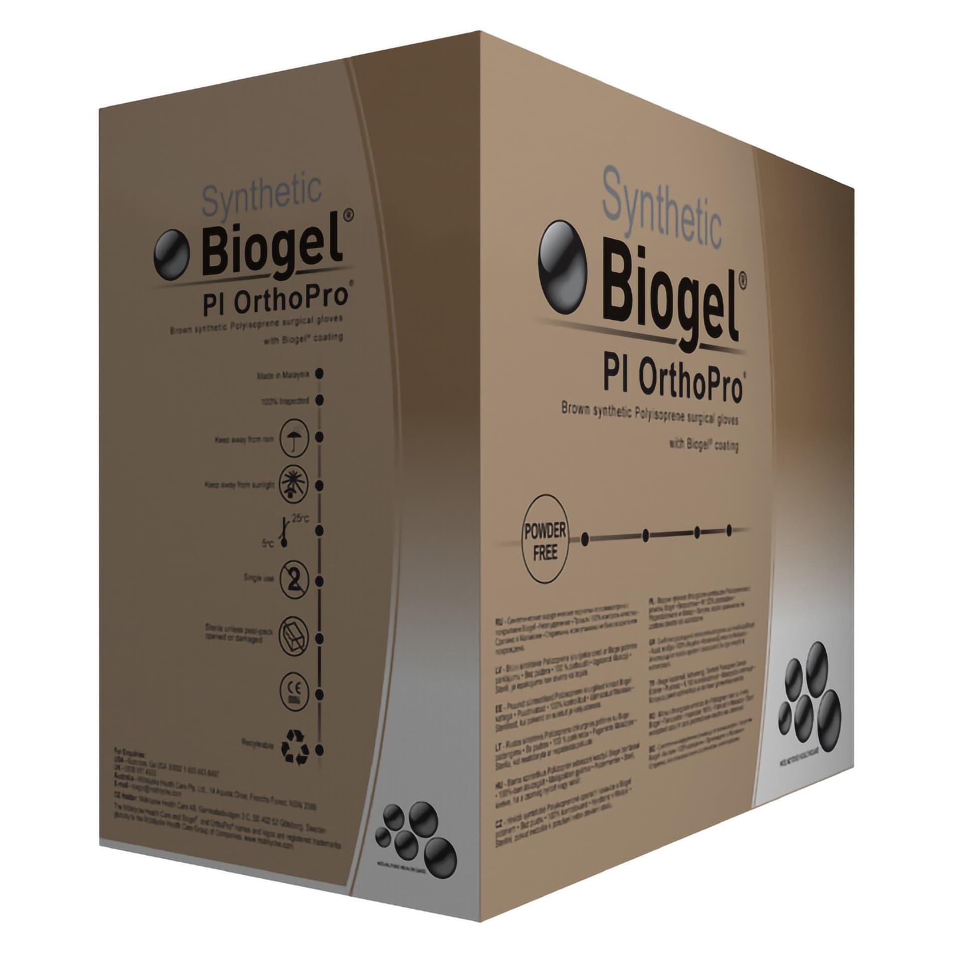 Biogel PI OrthoPro Sterile Polyisoprene Surgical Gloves, Size 8.5 - Case of 160 - Image 1