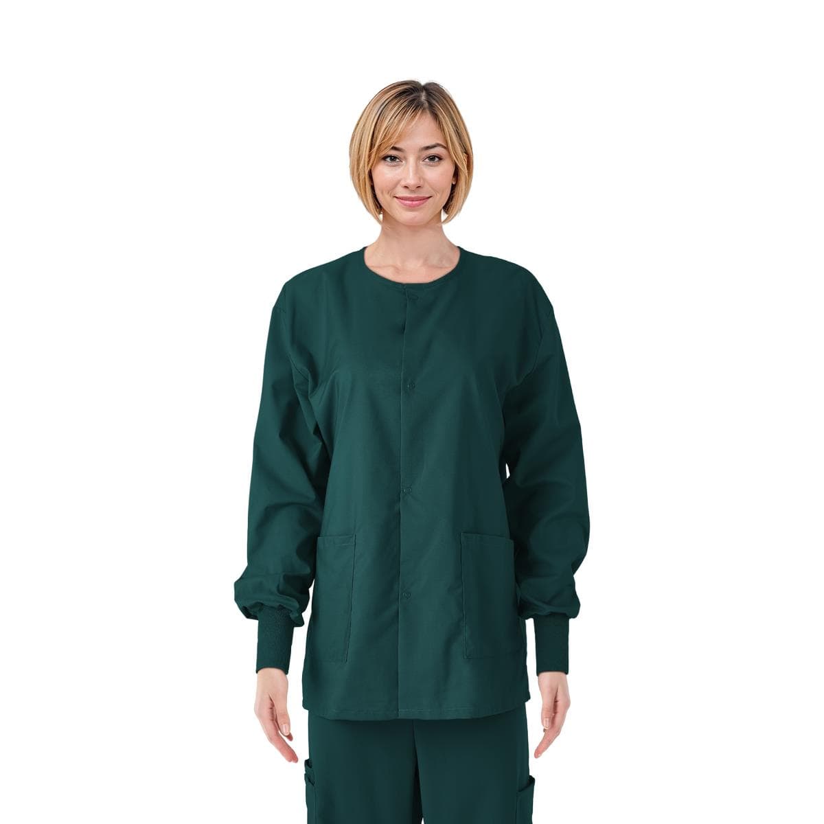 Medline Comfortease Unisex Crew-neck Warm-up Jacket, Evergreen, 5XLarge - Each - Image 1