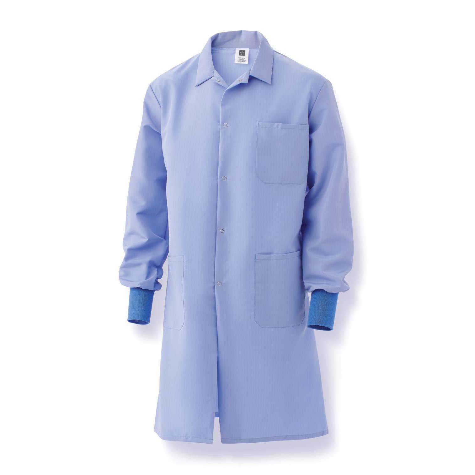 Medline Protective Barrier Lab Coat with Pockets, ResiStat Static and Fluid Resistant, Light Blue, 3XL - Image 1