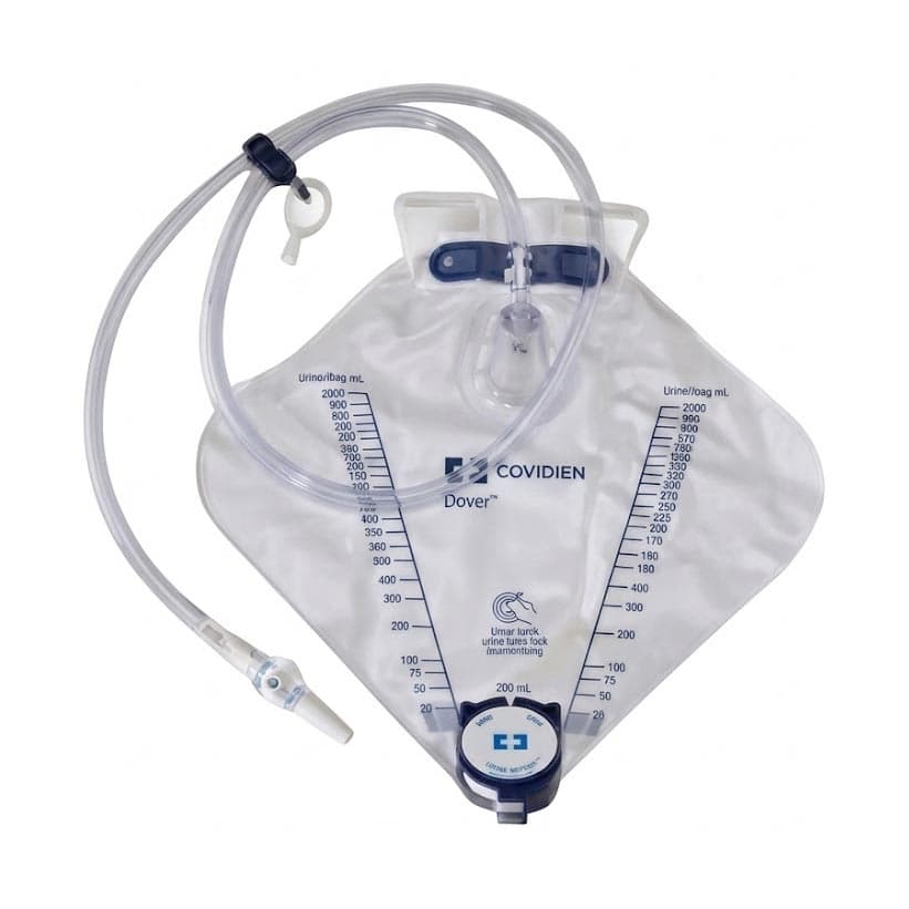 Dover Urinary Drainage Bag, Luer Lock Sampling, 2000 mL - Case of 20 - Image 1