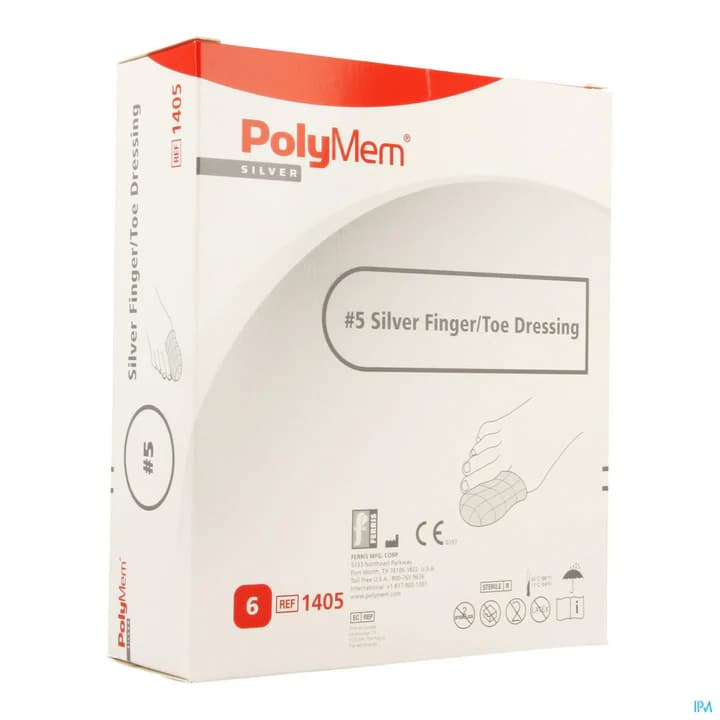 PolyMem Silver Finger and Toe Dressings, 3-2/5 to 3-4/5 Inch Circumference - Case of 30 - Image 1