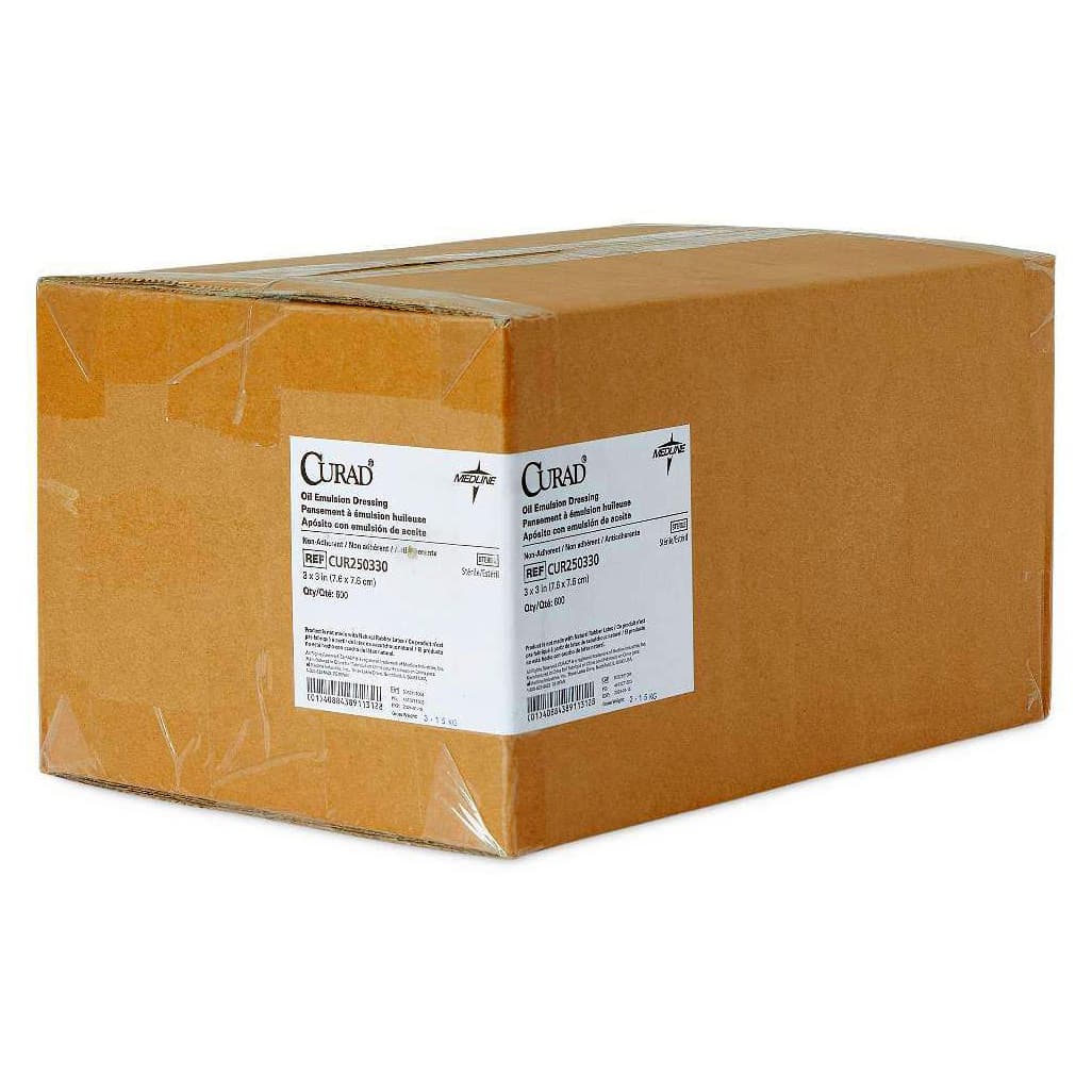 Curad Non-adherent Oil Emulsion Dressing, Sterile, 3 x 3 Inch - Case of 600 - Image 1