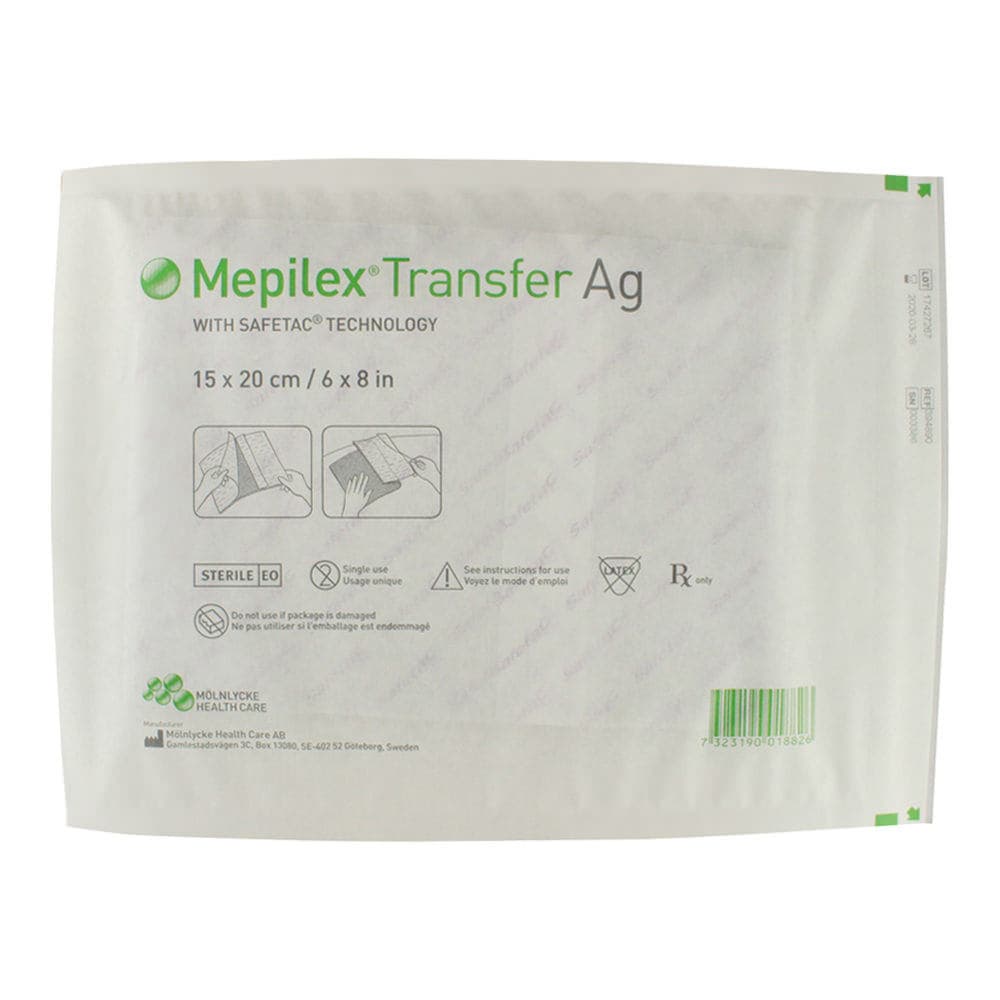 Mepilex Transfer Ag Soft Silicone Exudate Transfer Dressing, 6 x 8 Inch - Each - Image 1