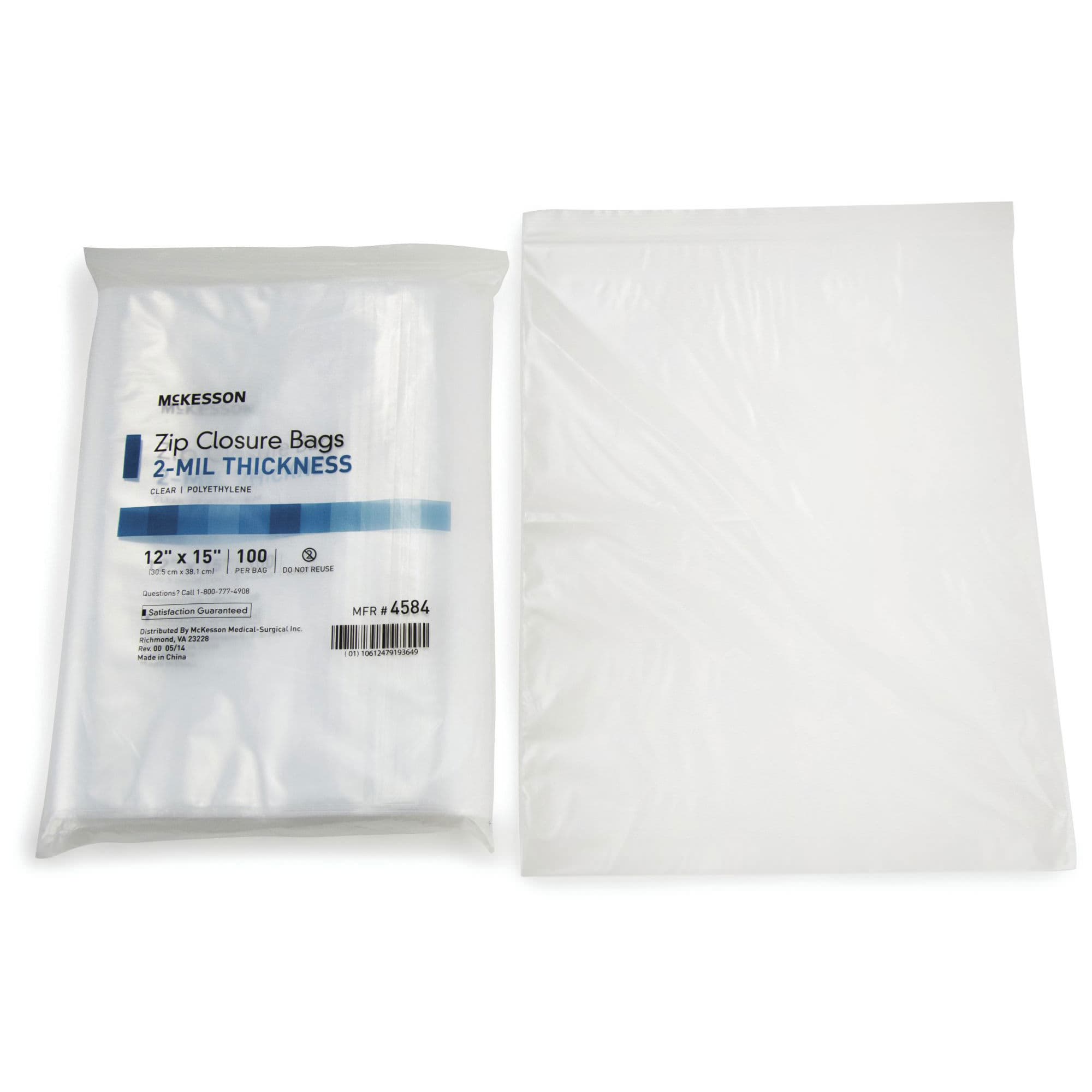 McKesson Reclosable Bag Clear, 12 x 15 Inch, 2 mil - Case of 1000 - Image 1