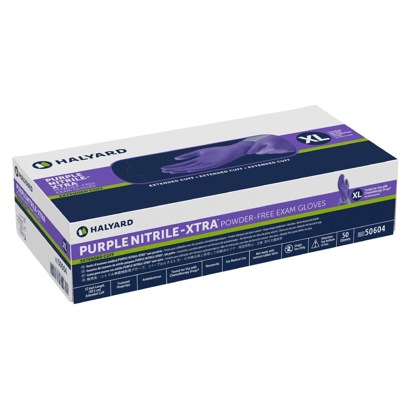 Purple Nitrile-Xtra Exam Glove Purple Lavender Beaded Cuff0.15 mm (5.9 mil), X-Large - Case of 500 - Image 1