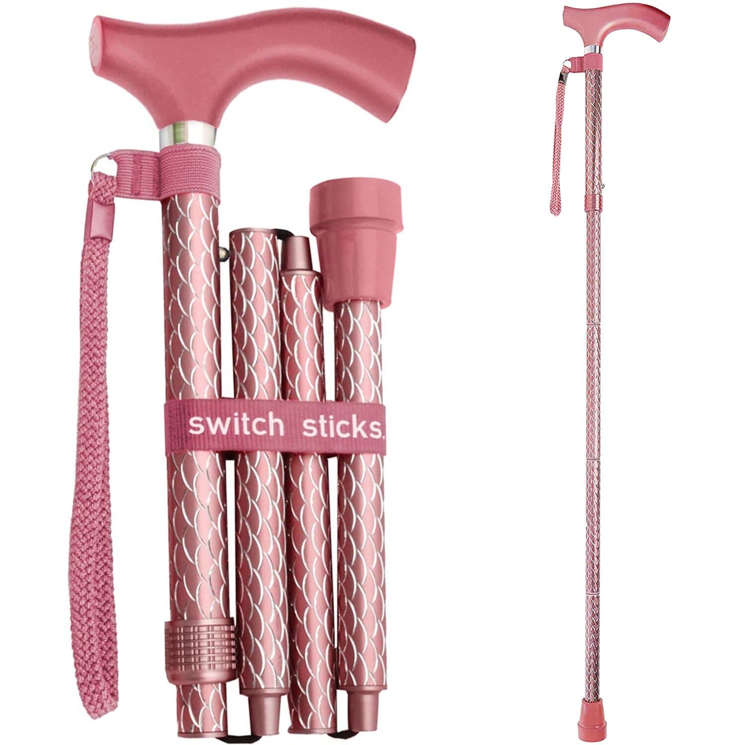 Briggs Switch Sticks Designer Walking Stick, 19mm OD, Engraved Rose Gold - Image 1