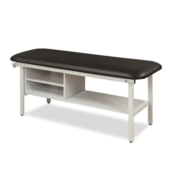 Clinton Alpha Express Flat Top Treatment Table with Shelving, Black, 27" W x 72" L x 31" H - Image 1