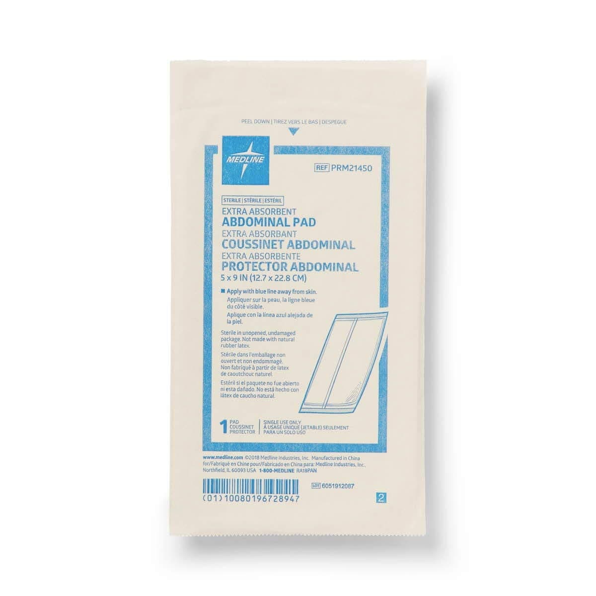 Caring NonSterile Abdominal Pad, 5 x 9 Inch - Image 1