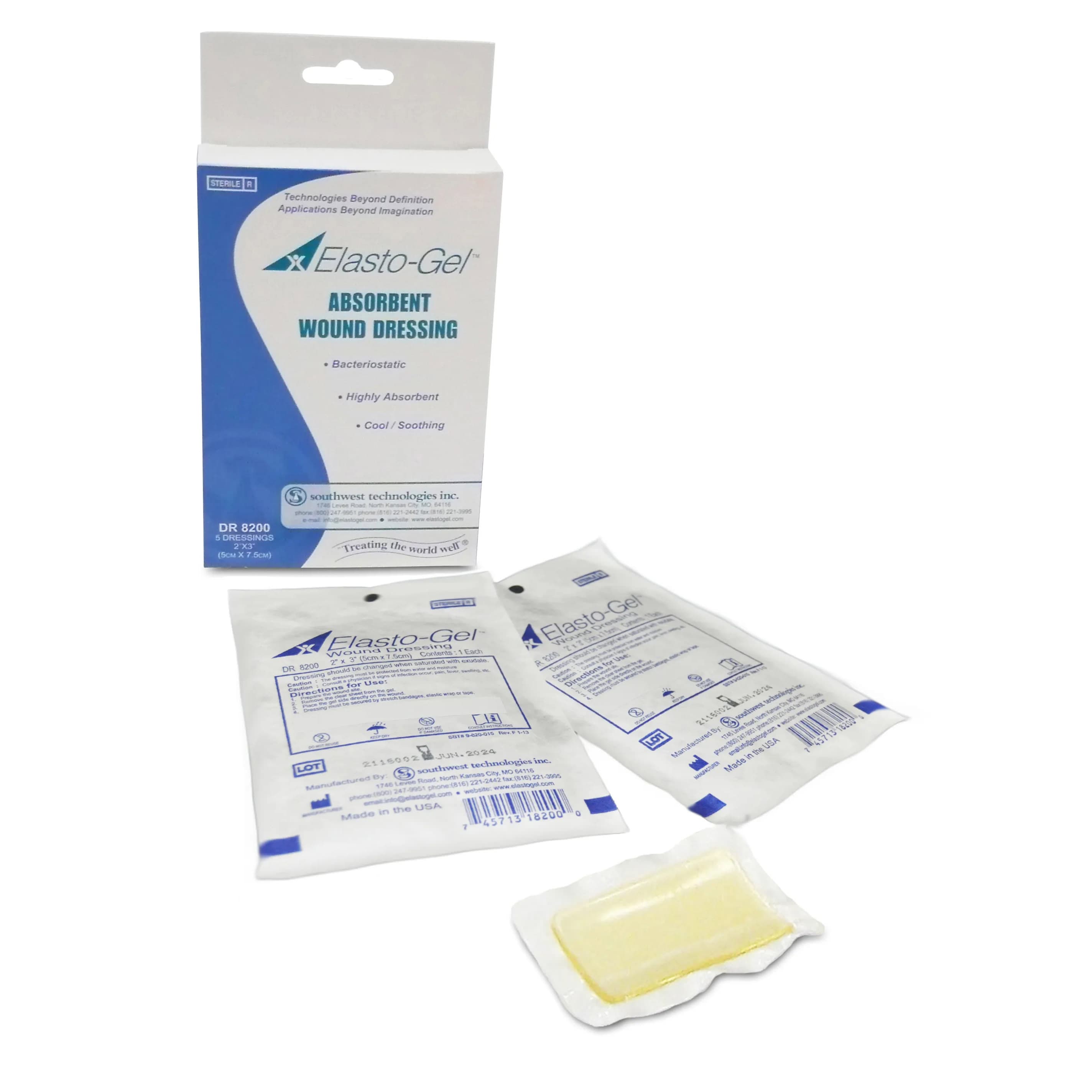 Elasto-Gel Absorbent Wound Dressing, 4-Way Stretch Backing