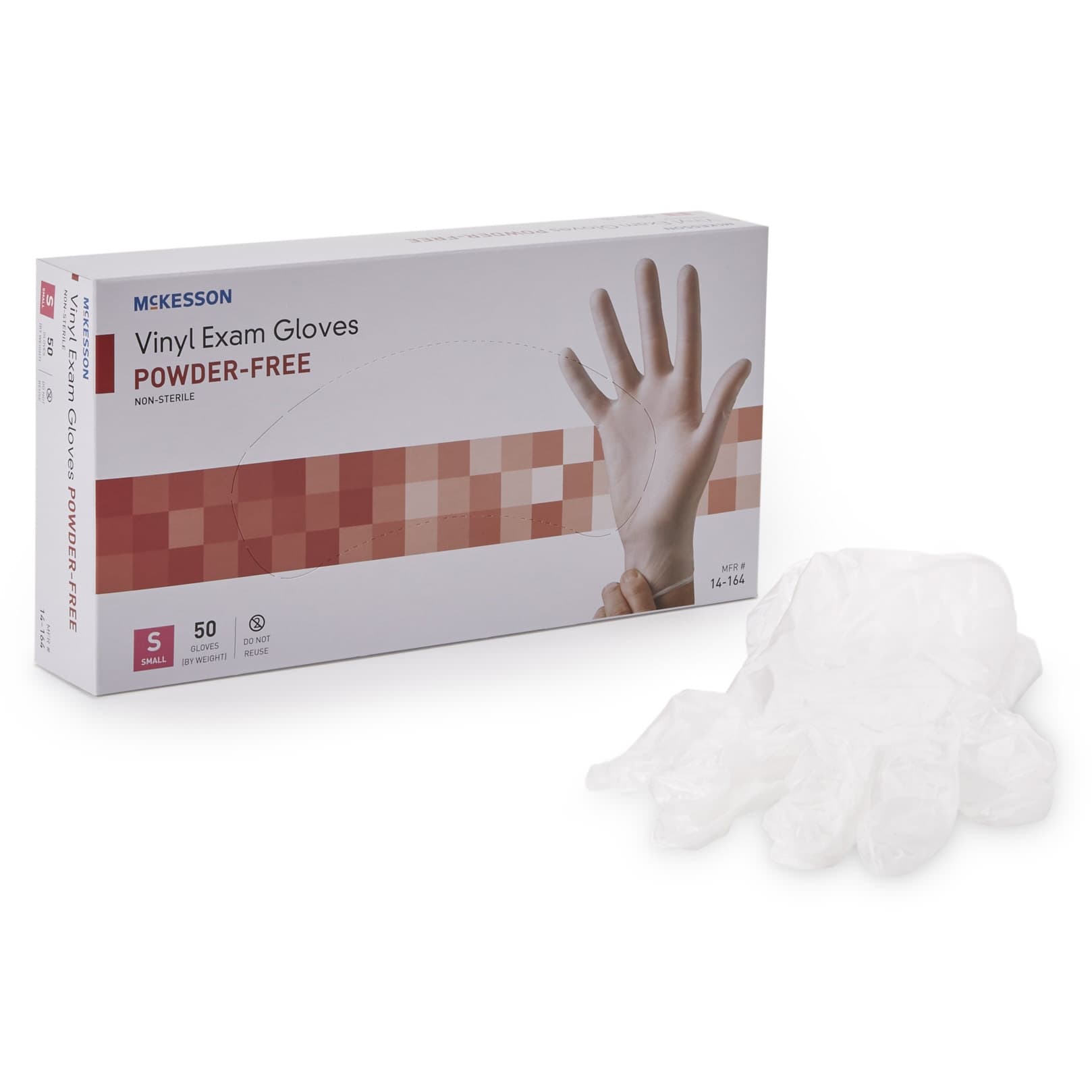 McKesson Confiderm Vinyl Standard Cuff Powder Free Exam Gloves, Clear, Small - Case of 1000 - Image 1