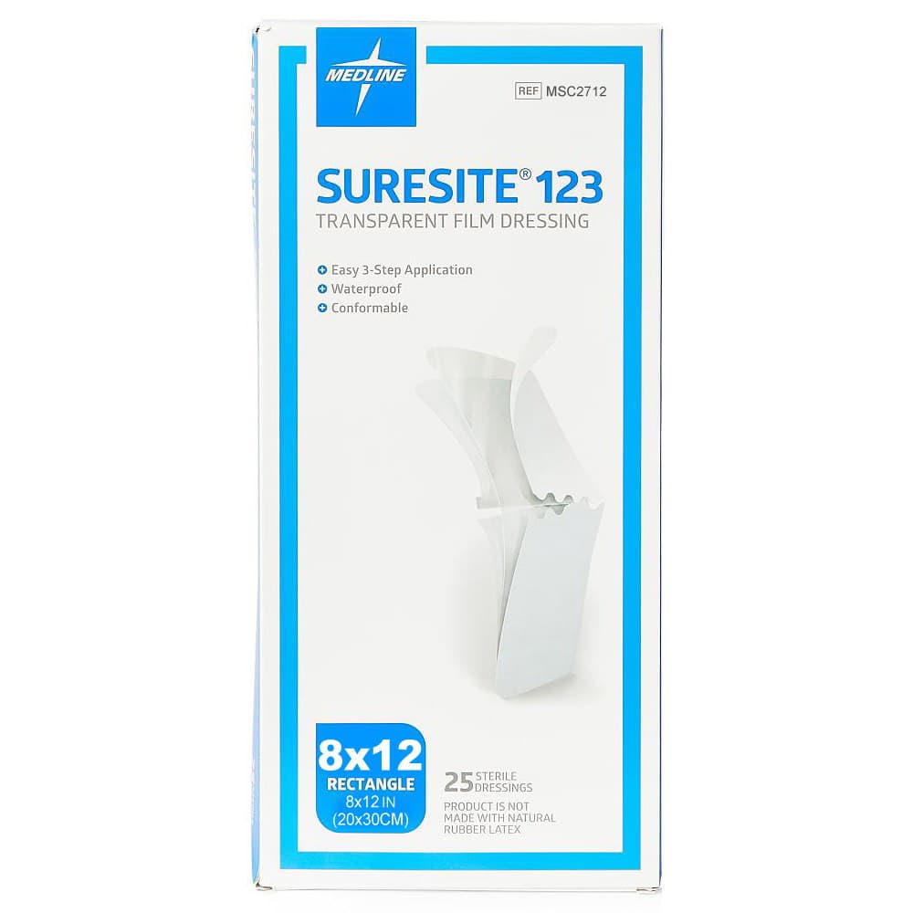 Suresite 123 Transparent Film Dressing, Sterile, 8 x 12 Inch - Box of 25 - Image 1