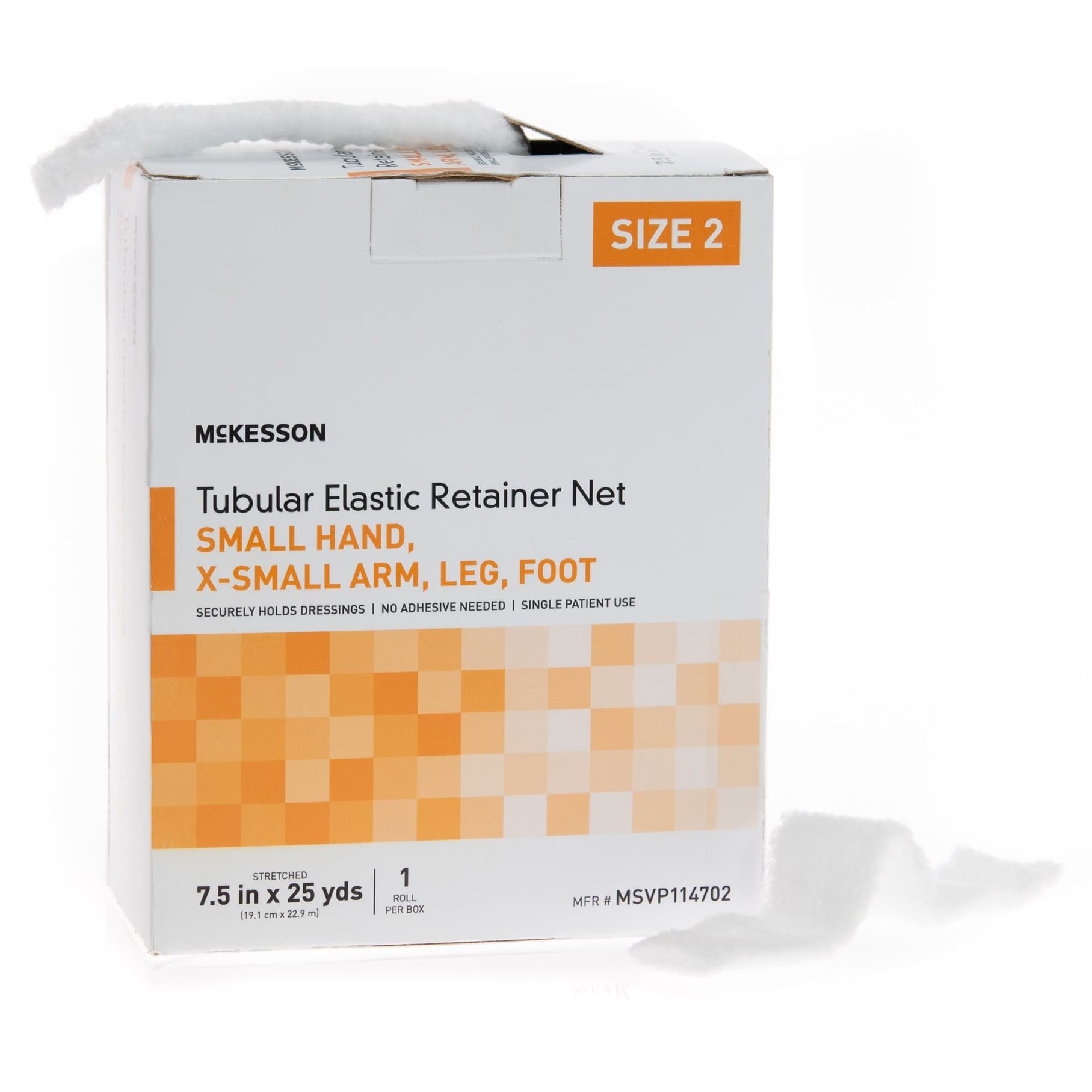 McKesson Elastic Net Retainer Dressing, 7-1/2 Inch x 25 Yard, Size 2, Small Hand X-Small Arm Leg - Case of 10 - Image 1